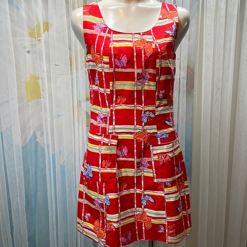 Lilly Pulitzer Red Multicolor Sleeveless Midi Dress